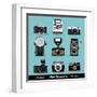 Set Of Vintage Cameras Background-Melindula-Framed Art Print