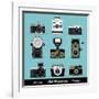 Set Of Vintage Cameras Background-Melindula-Framed Art Print