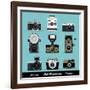 Set Of Vintage Cameras Background-Melindula-Framed Art Print