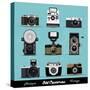 Set Of Vintage Cameras Background-Melindula-Stretched Canvas