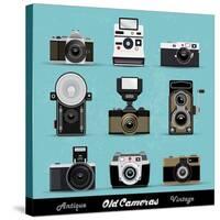 Set Of Vintage Cameras Background-Melindula-Stretched Canvas