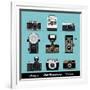 Set Of Vintage Cameras Background-Melindula-Framed Art Print