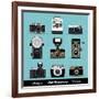 Set Of Vintage Cameras Background-Melindula-Framed Art Print