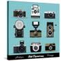 Set Of Vintage Cameras Background-Melindula-Stretched Canvas