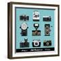 Set Of Vintage Cameras Background-Melindula-Framed Art Print