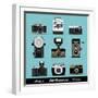 Set Of Vintage Cameras Background-Melindula-Framed Art Print