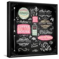 Set of Vintage Chalkboard Bakery Logo Badges and Labels for Retro Design. Chalkboard Illustration V-Ozerina Anna-Framed Art Print