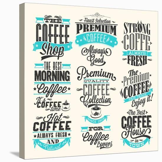 Set Of Vintage Retro Coffee Labels-Melindula-Stretched Canvas