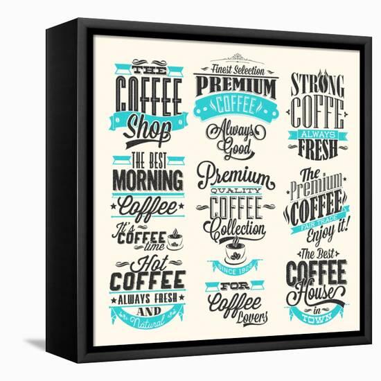 Set Of Vintage Retro Coffee Labels-Melindula-Framed Stretched Canvas