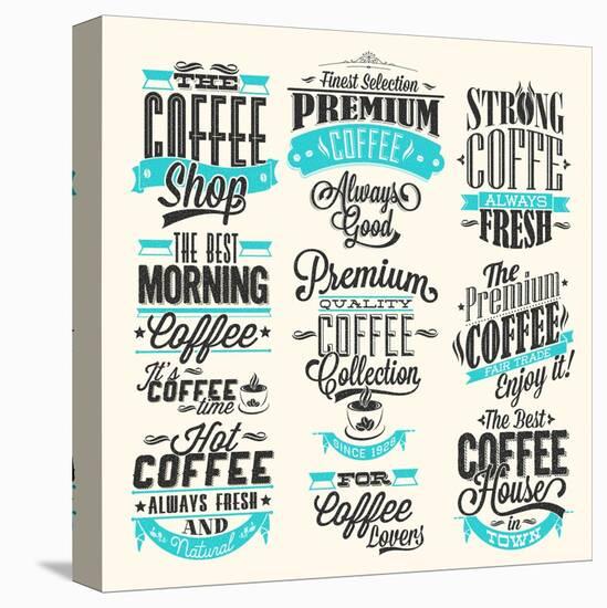 Set Of Vintage Retro Coffee Labels-Melindula-Stretched Canvas