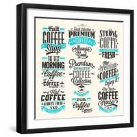 Set Of Vintage Retro Coffee Labels-Melindula-Framed Art Print