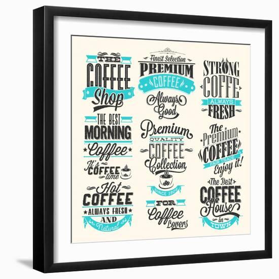 Set Of Vintage Retro Coffee Labels-Melindula-Framed Art Print