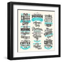 Set Of Vintage Retro Coffee Labels-Melindula-Framed Art Print