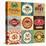 Set Of Vintage Retro Labels For Food, Coffee, Seafood, Bakery, Restaurant Cafe And Bar-Catherinecml-Stretched Canvas