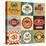 Set Of Vintage Retro Labels For Food, Coffee, Seafood, Bakery, Restaurant Cafe And Bar-Catherinecml-Stretched Canvas