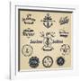 Set of Vintage Retro Nautical Badges and Labels-Oros Gabor-Framed Art Print