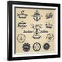 Set of Vintage Retro Nautical Badges and Labels-Oros Gabor-Framed Art Print