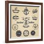 Set of Vintage Retro Nautical Badges and Labels-Oros Gabor-Framed Art Print