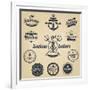 Set of Vintage Retro Nautical Badges and Labels-Oros Gabor-Framed Art Print