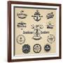 Set of Vintage Retro Nautical Badges and Labels-Oros Gabor-Framed Art Print