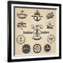 Set of Vintage Retro Nautical Badges and Labels-Oros Gabor-Framed Art Print