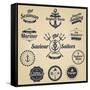 Set of Vintage Retro Nautical Badges and Labels-Oros Gabor-Framed Stretched Canvas