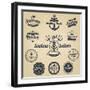 Set of Vintage Retro Nautical Badges and Labels-Oros Gabor-Framed Premium Giclee Print