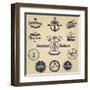 Set of Vintage Retro Nautical Badges and Labels-Oros Gabor-Framed Art Print