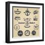 Set of Vintage Retro Nautical Badges and Labels-Oros Gabor-Framed Art Print