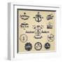 Set of Vintage Retro Nautical Badges and Labels-Oros Gabor-Framed Art Print