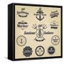 Set of Vintage Retro Nautical Badges and Labels-Oros Gabor-Framed Stretched Canvas