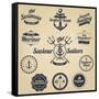 Set of Vintage Retro Nautical Badges and Labels-Oros Gabor-Framed Stretched Canvas