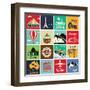 Set Of Vintage Retro Vacation And Travel Label Cards And Symbols-Catherinecml-Framed Art Print