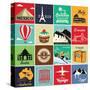 Set Of Vintage Retro Vacation And Travel Label Cards And Symbols-Catherinecml-Stretched Canvas