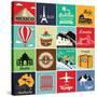 Set Of Vintage Retro Vacation And Travel Label Cards And Symbols-Catherinecml-Stretched Canvas