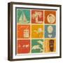 Set Of Vintage Travel Labels-elfivetrov-Framed Art Print