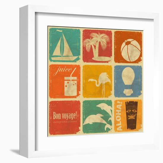 Set Of Vintage Travel Labels-elfivetrov-Framed Art Print