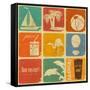 Set Of Vintage Travel Labels-elfivetrov-Framed Stretched Canvas