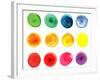 Set of Watercolor Circles  in Vibrant Colors. Watercolor Wet Stains Isolated on White.-LiMaxo-Framed Art Print