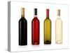 Set Of White, Rose, And Red Wine Bottles. Isolated On White Background-Gresei-Stretched Canvas