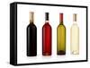 Set Of White, Rose, And Red Wine Bottles. Isolated On White Background-Gresei-Framed Stretched Canvas