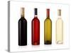 Set Of White, Rose, And Red Wine Bottles. Isolated On White Background-Gresei-Stretched Canvas