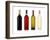 Set Of White, Rose, And Red Wine Bottles. Isolated On White Background-Gresei-Framed Photographic Print