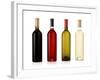 Set Of White, Rose, And Red Wine Bottles. Isolated On White Background-Gresei-Framed Photographic Print