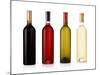 Set Of White, Rose, And Red Wine Bottles. Isolated On White Background-Gresei-Mounted Photographic Print