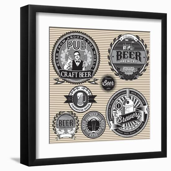 Set Retro Icons to Topic Beer-111chemodan111-Framed Art Print