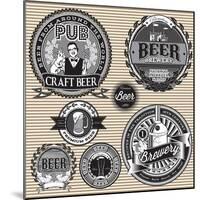 Set Retro Icons to Topic Beer-111chemodan111-Mounted Art Print