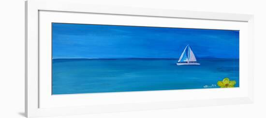 Set Sail On A White Boat In The Caribbean-Markus Bleichner-Framed Premium Giclee Print