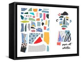 Set with Paper Cut Pieces. Different Shapes and Hand Drawn Textures. Creative Fun Collage.-Lera Efremova-Framed Stretched Canvas