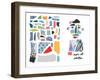 Set with Paper Cut Pieces. Different Shapes and Hand Drawn Textures. Creative Fun Collage.-Lera Efremova-Framed Art Print